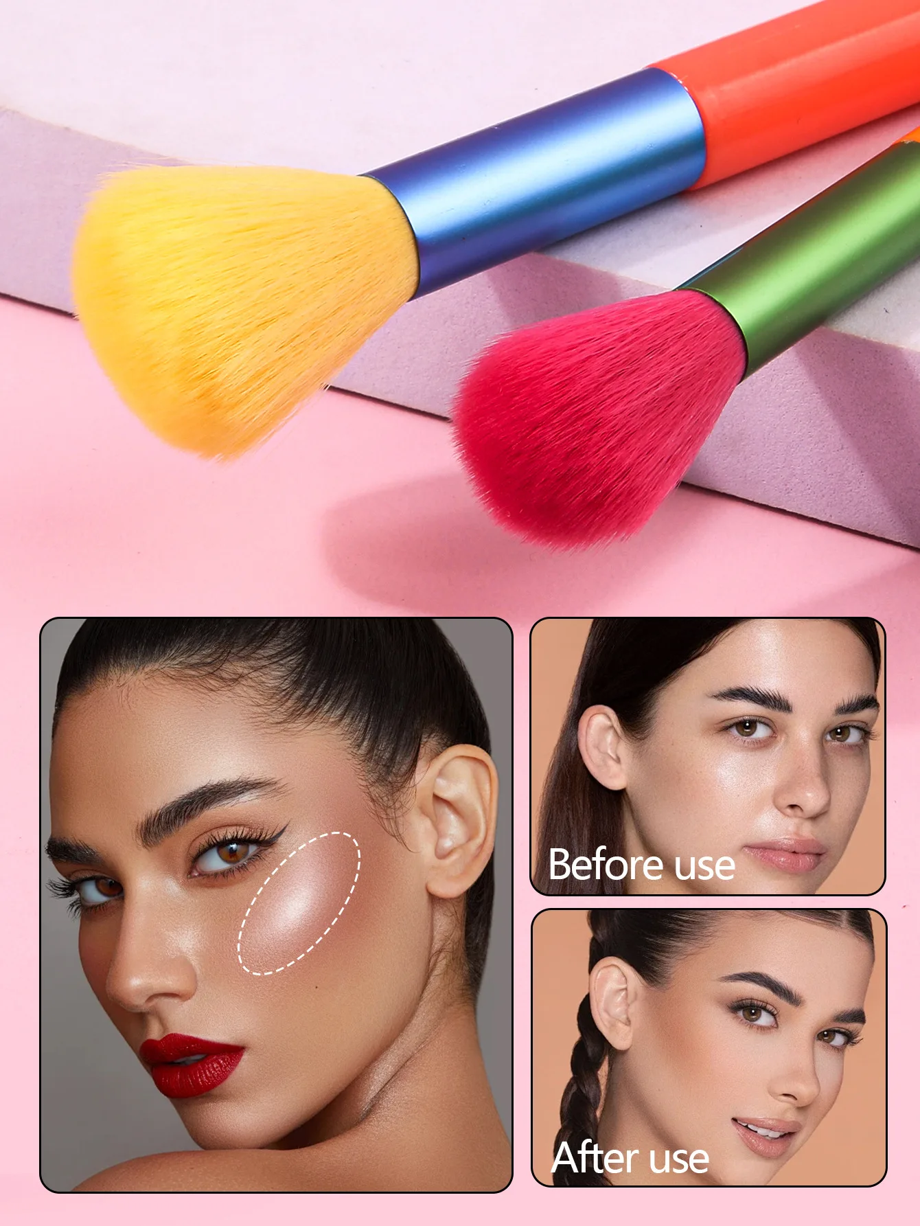 15-delige professionele make-upborstelset met reisetui - Zachte oogschaduw Blush Foundation-borstels, draagbare cosmetische kit