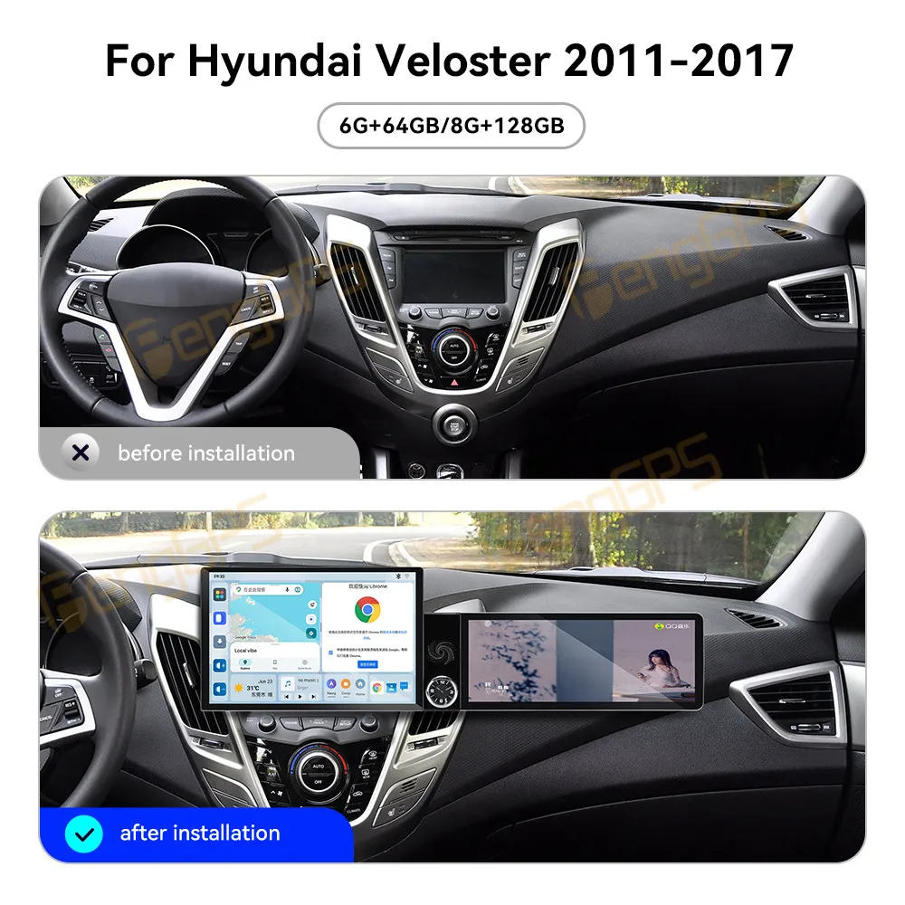 13.1 Inch Screen Car Radio For Hyundai Veloster 2011-2017 Android Auto GPS Navigation Multimedia Video Stereo Receiver Head Unit