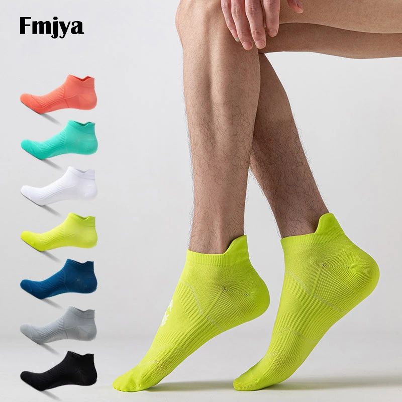 

5 Pairs Summer Men Sports Socks Non-Slip Sweat-absorbing Breathable Thin Nylon Ankle Shorts Marathon Running Socks with Tab Ear