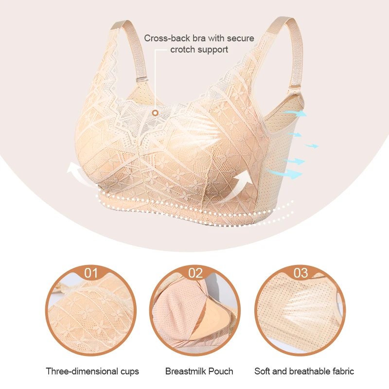 2568 Mastectomy Recovery Bra Strong Breathability  Women Pocket Breast Form Pads Included Adjustable Cotton Breathable Comfort