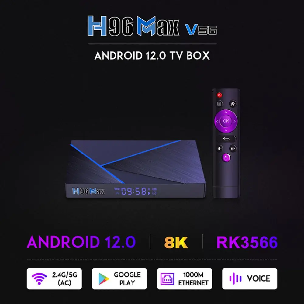 Topleo Android 12 Smart android tv box 8gb ram 128gb rom 2.4g 5g Wifi Bt4.0 h96 max rk3566 tv box 2gb 16gb