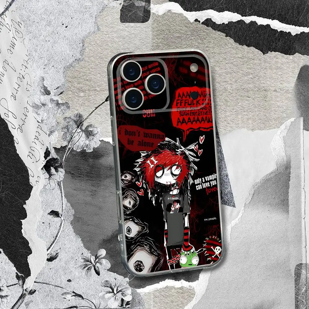 Love Black and Cute Emo For iPhone 17,16,15,14,13,12,11 Plus,Pro,Max,XR,XS,X,7,8 Plus,SE,Mini Transparent Soft Phone Case - view 2