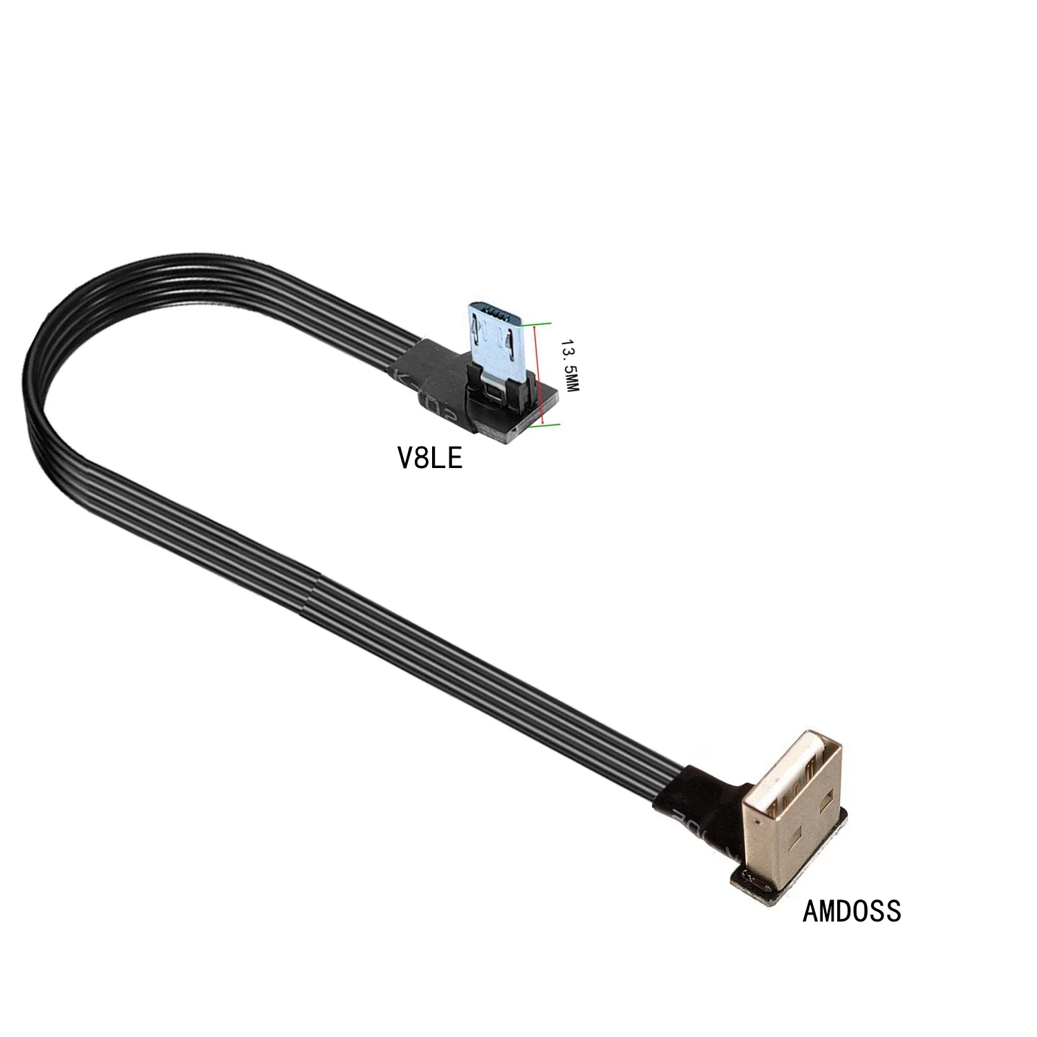 Super płaski elastyczny kątowy USB Micro USB męski do UltraShort USB męski ładowanie danych przewód łączący 10CM-50CM