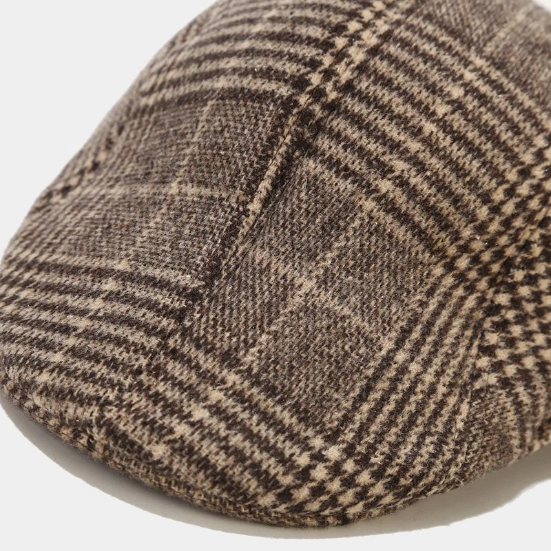 Britischer Stil Herbst Winter Warm Gentleman Baseballmütze Baskenmütze Newsboy Malerhut Karierte Wollmütze Unisex Cabbie Visor Flat Cap – Detail 25