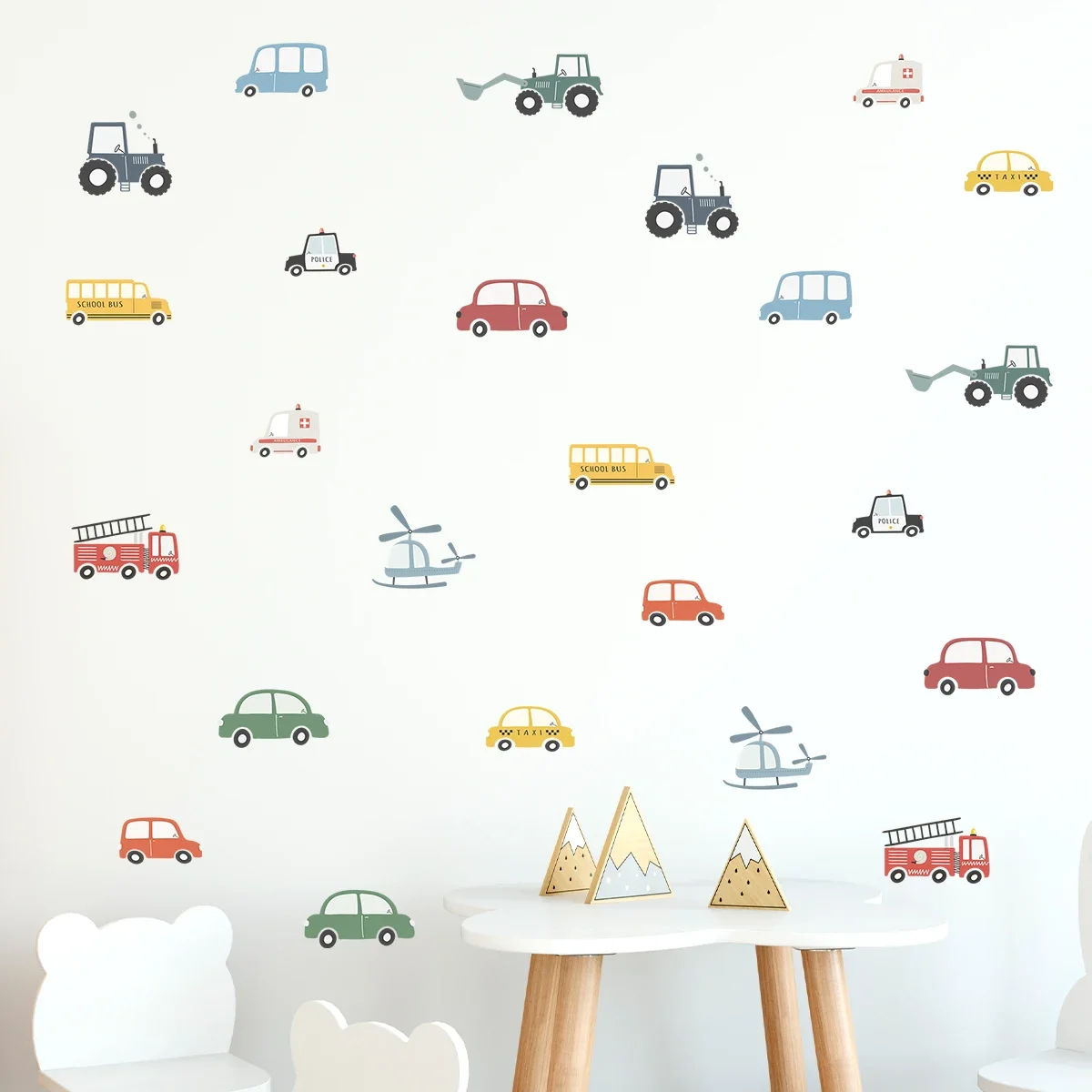 Cartoon Tractor Helicopter Car Wall Stickers for Kid Room Living Room Wall Decal Baby Nursery Home Decor Bedroom Decoration