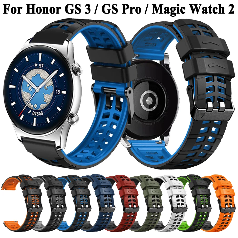 MagicWatch 실리콘 밴드 스트랩, HONOR Watch GS 3 / GS Pro, 22mm, HONOR Magic Watch 2, 46mm, 팔찌