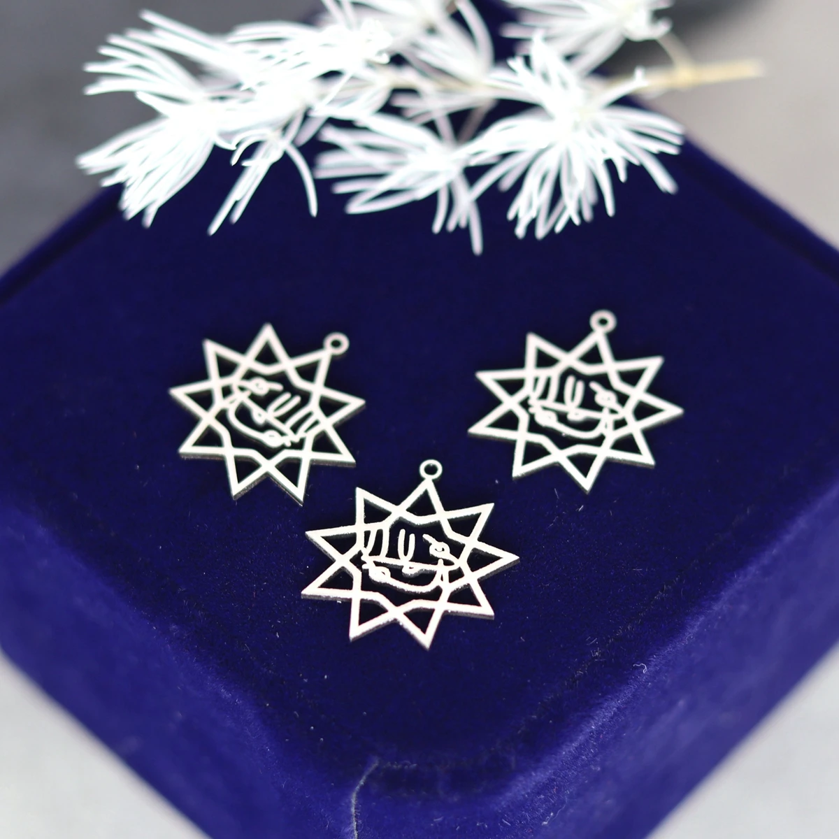 3pcs Bahai Bahaism Nine Point Star Charms Persian Poetry Calligraphy Farsi Parsi Pendant Fit Jewelry Making DIY Findings