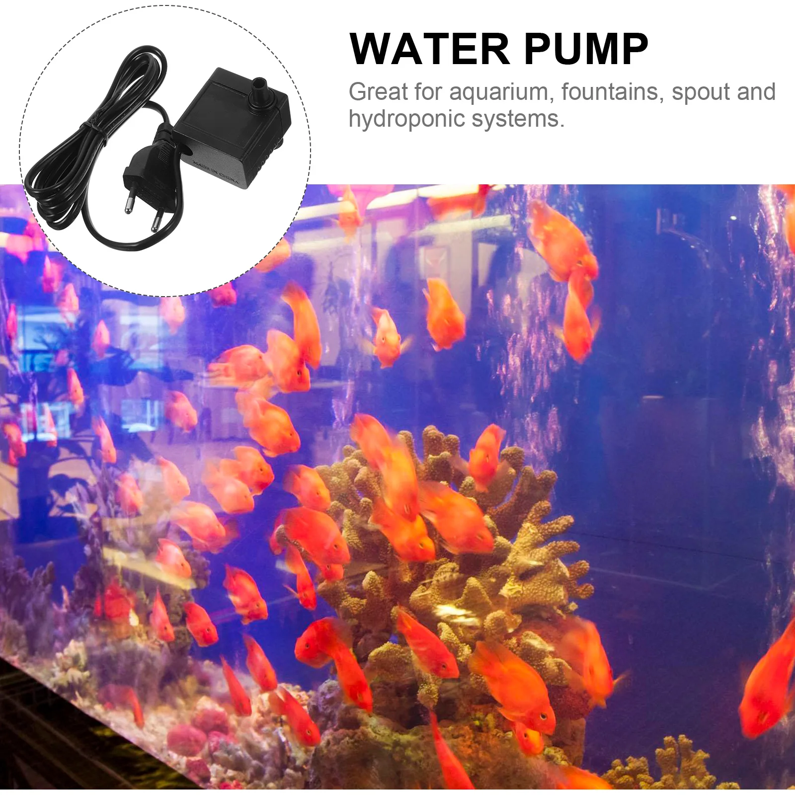 

Ac 220V 5W 320l/h Adjustable Aquarium Fish Tank Submersible Water Pump Eu Plug Black