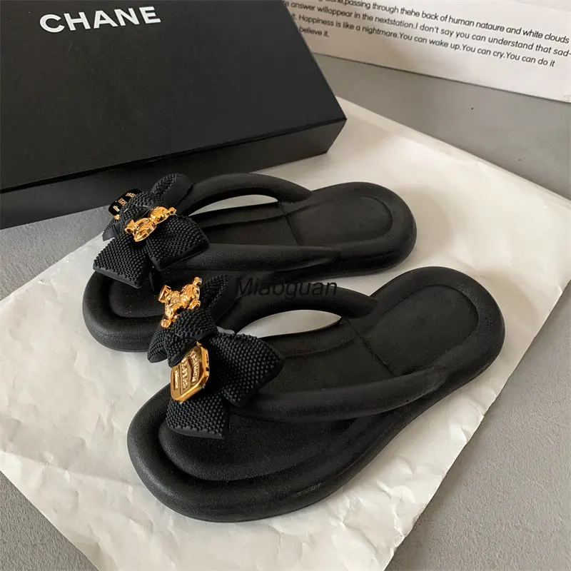 2023 New Fashion Bowknot Women\'s Slippers Summer Women Slippers Indoor Outdoor Flip Flops Beach Shoe Home Non-slip EVA Slippers