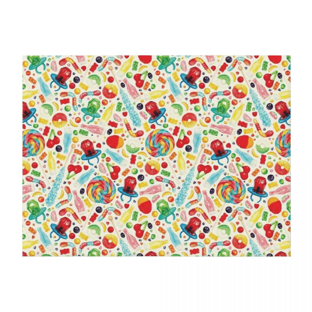 

Candy Pattern - White Throw Blanket Shaggy Soft Heavy Weighted Blankets