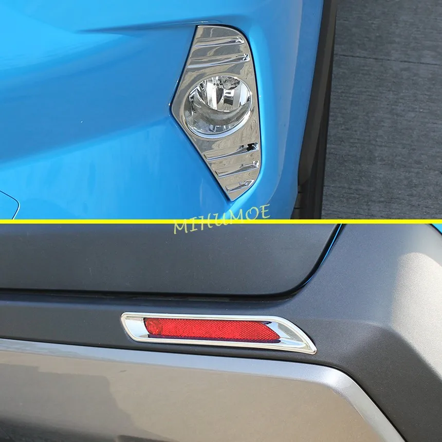 Хромированные накладки на противотуманные фары переднего и заднего бампера для Toyota RAV4 2019 2020 2021 2022, внешние аксессуары, серебристый цвет