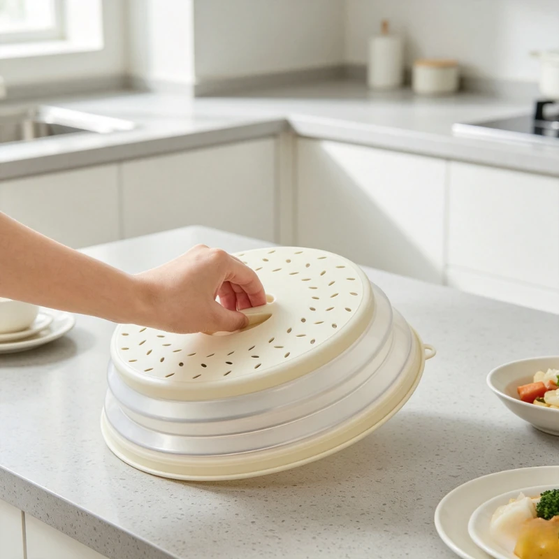 Collapsible Microwave Splatter Cover Heating Lid Breathable Oil Splash Guard Multifunctional Food Plate Cover