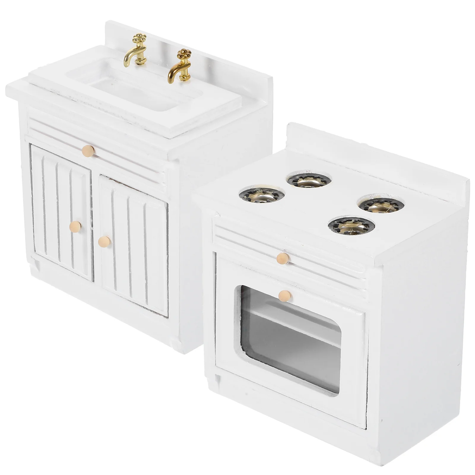 Mini Kitchen Accessories Bathroom Washing Sink Model House Furniture Models Wood Decor Cooking Stove Prop