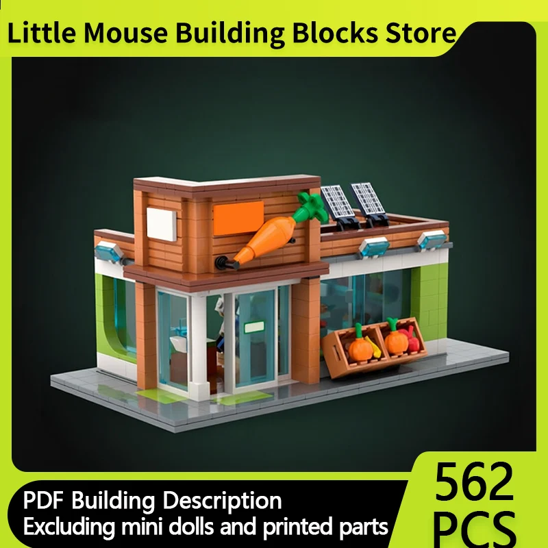 

City Street View Model MOC Building Bricks City Fresh Market Modular Technology Gifts Holiday Assemble Children Toys Suit