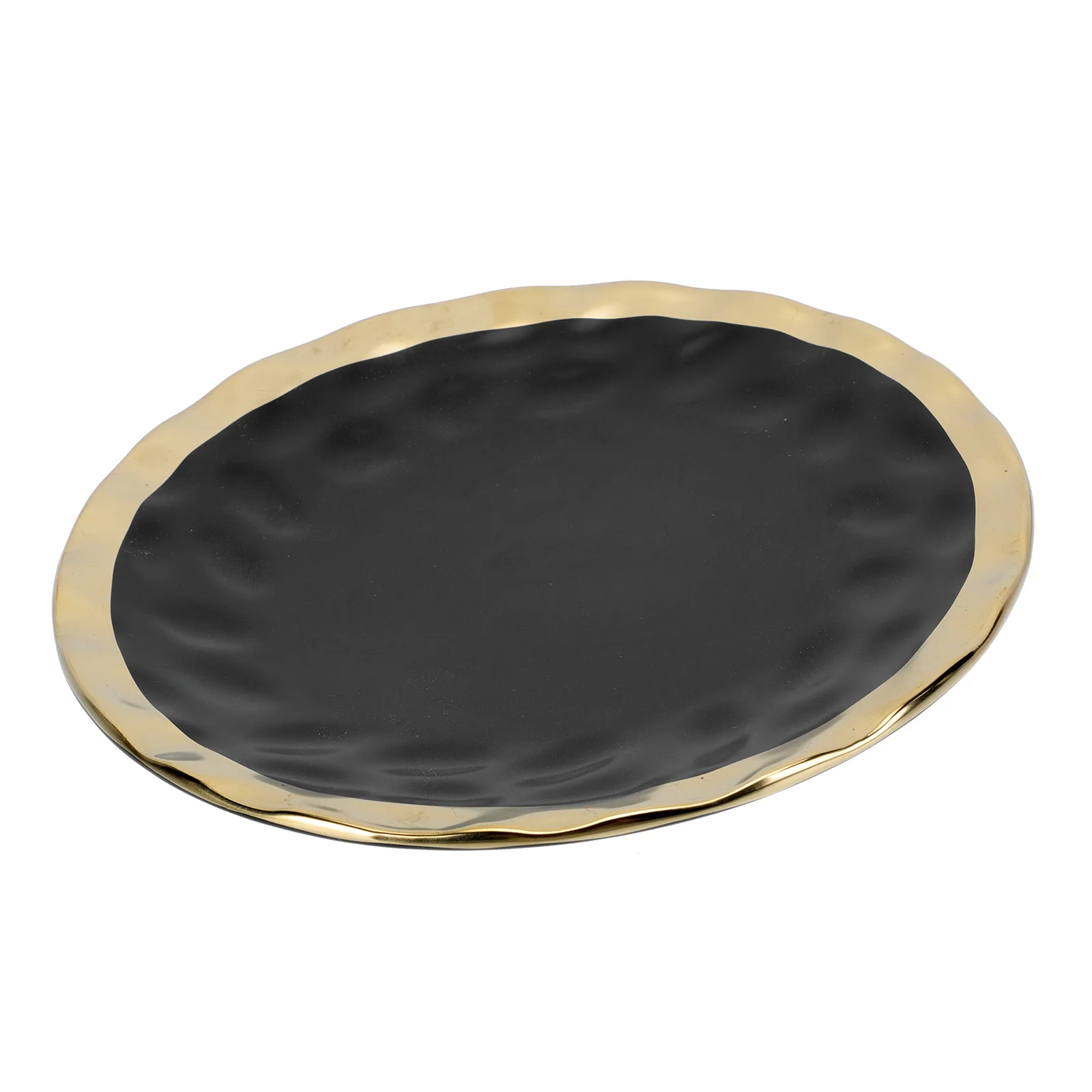 

1Pcs Gold Rim Ceramic Plate Fine Workmanship Steak Pasta Salad Snack Tray European Style Ceramic Dish Steak Pan