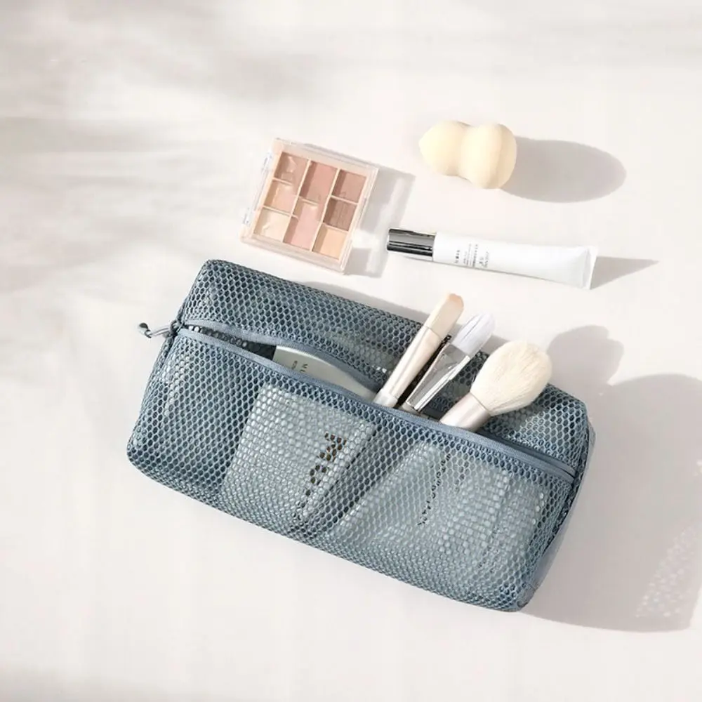 

Fashion Zipper Mesh Makeup Bag Lipstick Bag Wash Pouch Mesh Cosmetic Bag Lightweight Transparent Storage Toiletry Bag Unisex