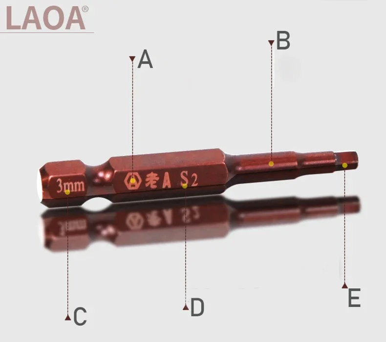 LAOA S2 Sechskant-Schraubendreher-Bits, elektrische Schraubendreher-Bits, verlängerter Sechskant-Schraubendreherkopf H1,5 H2,0 H2,5 H3,0 H4,0 H5,0 H6,0 – Detail 4