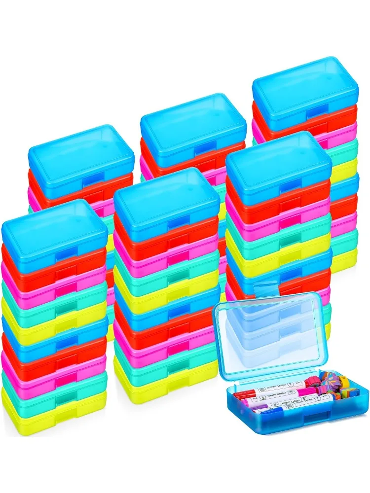 

60 шт. жесткий пластиковый пенал, объемный прозрачный пенал, универсальный ящик для хранения карандашей, универсальный органайзер для ручек, карандашей