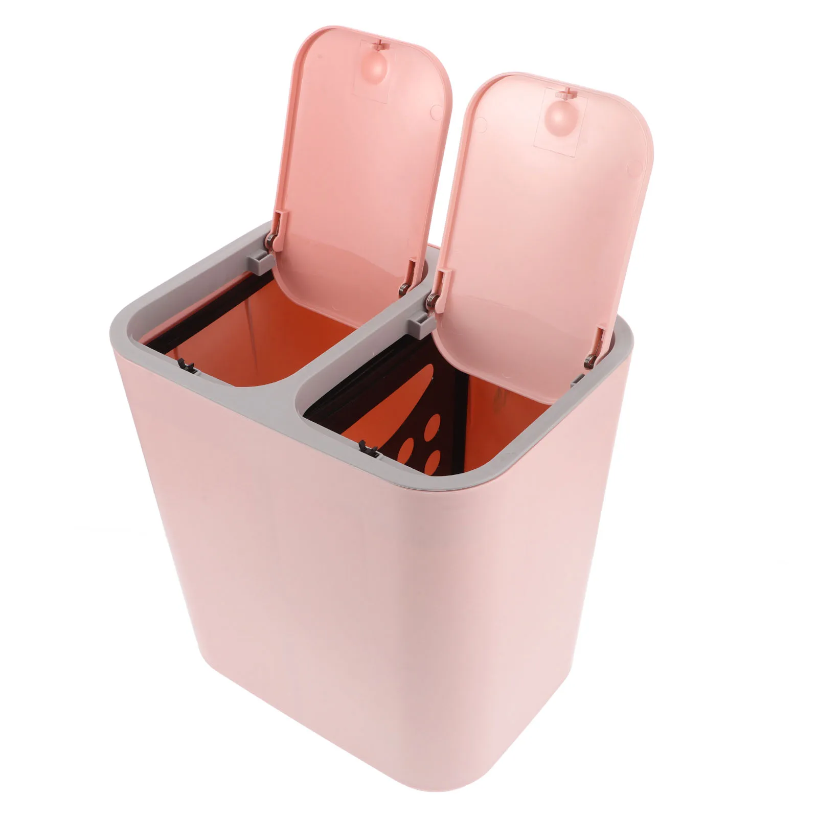 

Thickened Double Trash Can with Dry Wet Separation Dual Lid for Kitchen Bathroom Dorm Room Pink Covered Bathroom Trash Can