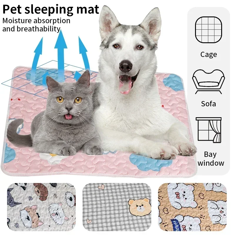 Pet Sleeping Blanket Mat para cães e gatos, almofada respirável, reutilizável, lavável, almofadas de xixi, macio, viagem, tapetes do carro