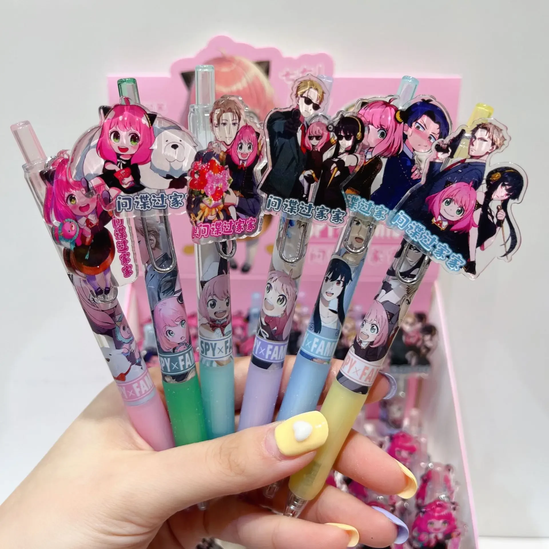 6Pcs/Pack Gel Pen Anime acrylic Press Pen School Writing Supplies Birthday Gift