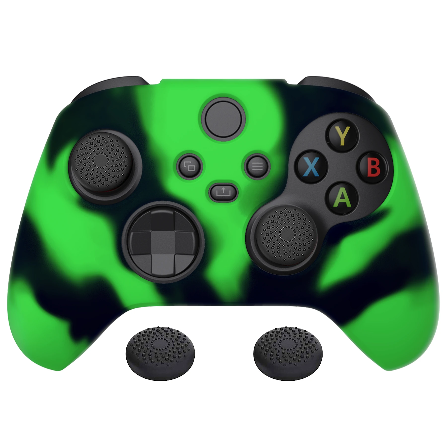 PlayVital Camouflage Anti-Slip Soft Case Silicone Cover Skin for Xbox Core Wireless Controller with Black Thumb Grip Caps