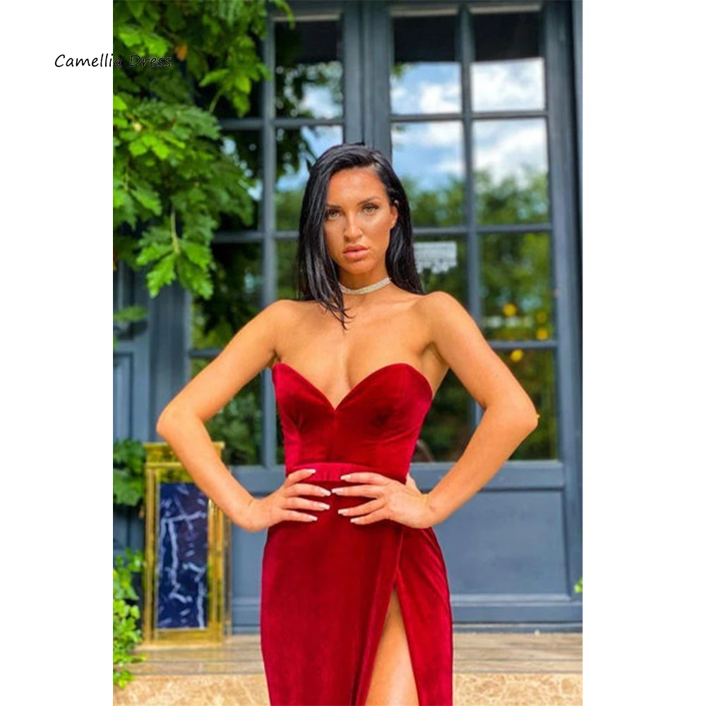 

New Sheath Evening Dresses For Women Luxury Sweetheart Split Front Prom Dresses Sleeveless Party Dresses فساتين سهره فاخره 2023