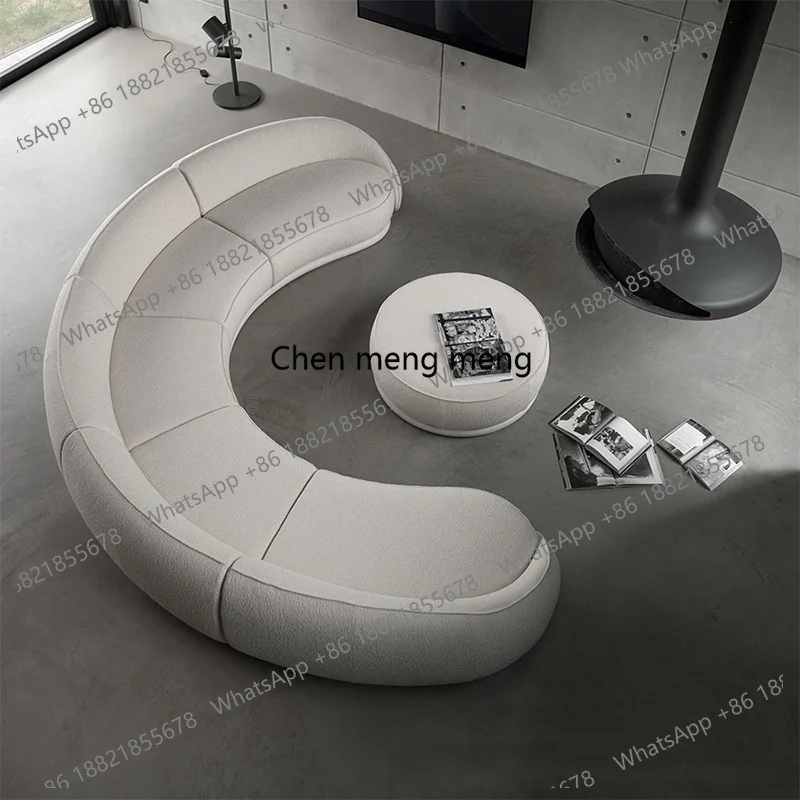 

Luxury White Lambswool Curved Corner Sofas Modern Nordic Living Room Sofa Stylish Comfort Large Couches for Home Hotel Furniture
