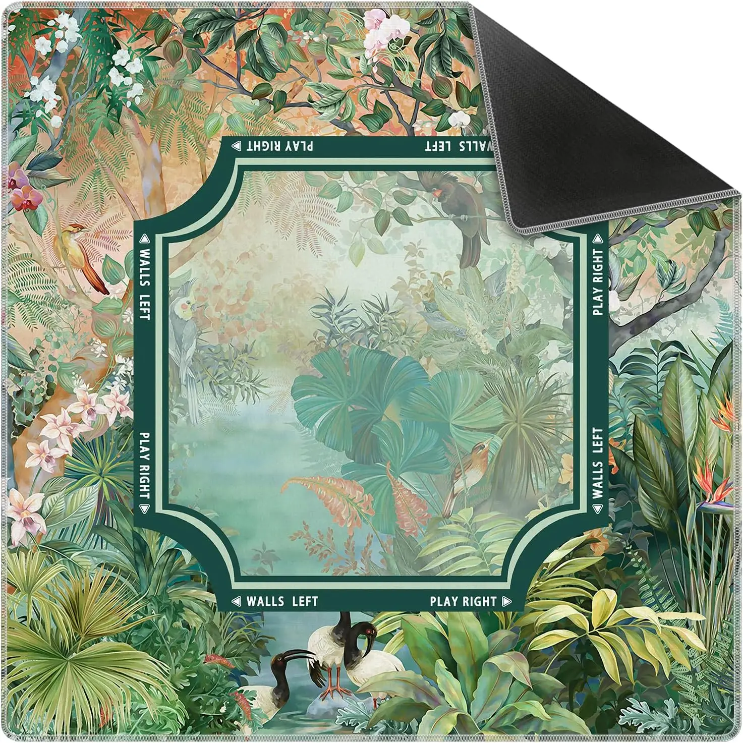 3mm Neoprene Luxury Mahjong Mat 31.5 Inch Green Tropical Jungle Foliage Non-slip Noise Reduction for Mahjong Games