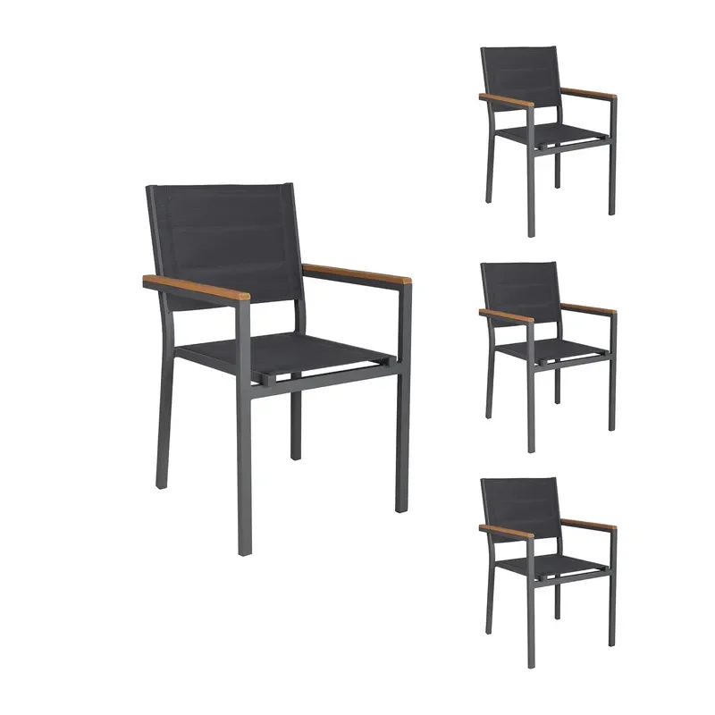 Modern Aluminum Stackable Outdoor Garden Chair with Textured Padding for Terrace Dining Living Room or Hotel Use