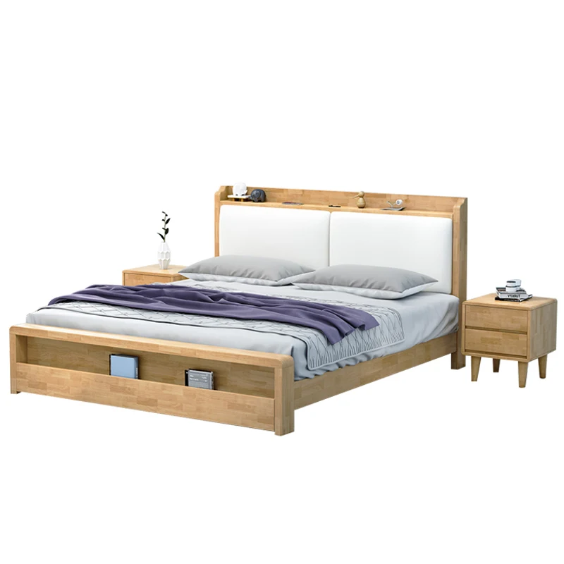 Bedding Wholesale Modern Simple Home Furniture Bed With Storage Wooden Bedspromote sales