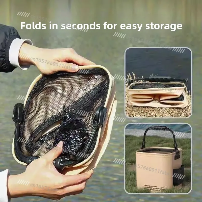 Collapsible Fishing Water Bucket Outdoor Fish Storage Box Portable Handheld Live Fish Keeper