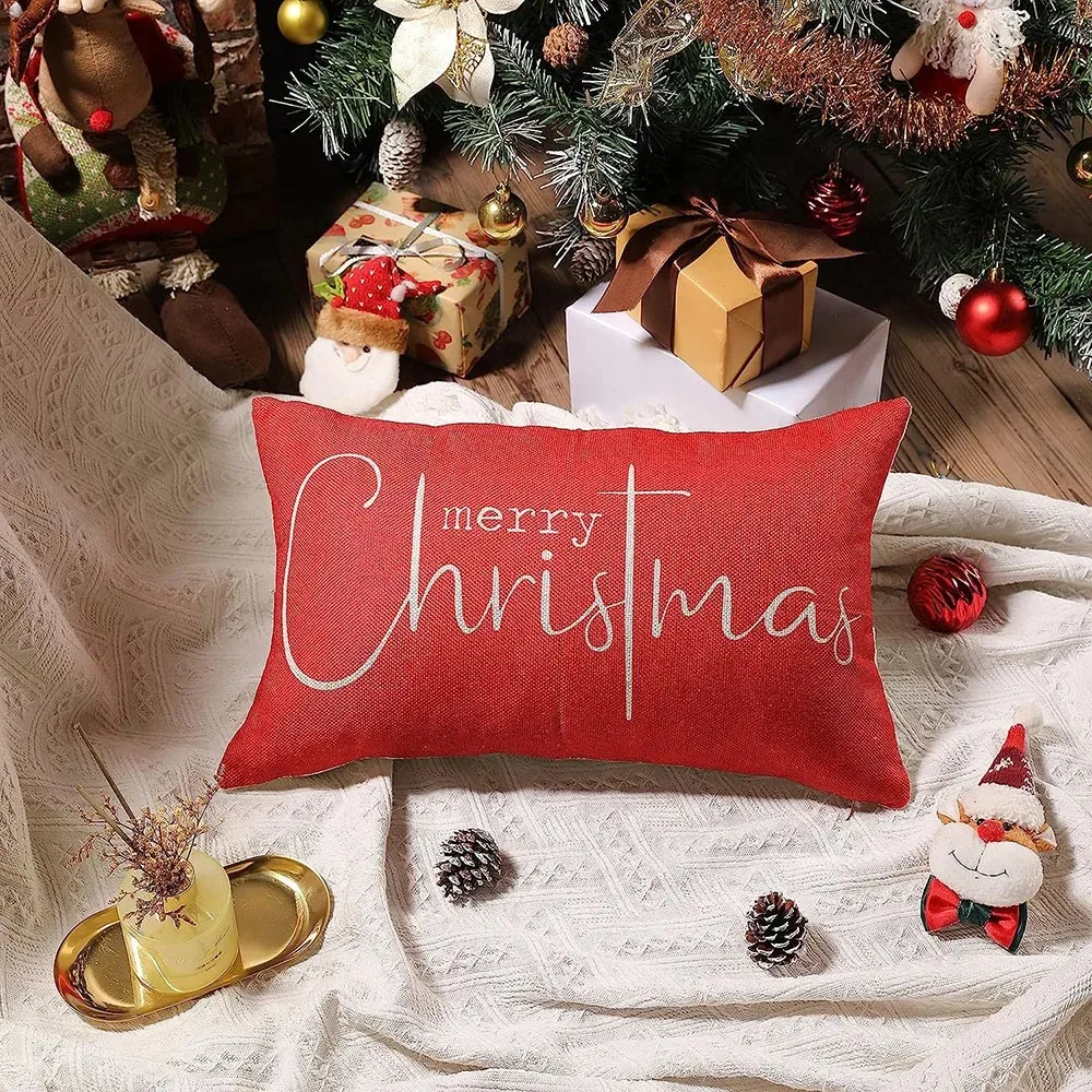 Merry Christmas Pillowcase Christmas Tree Snowman Printed Pillowcase Sofa Cushion Suite Room Home Decoration Gift