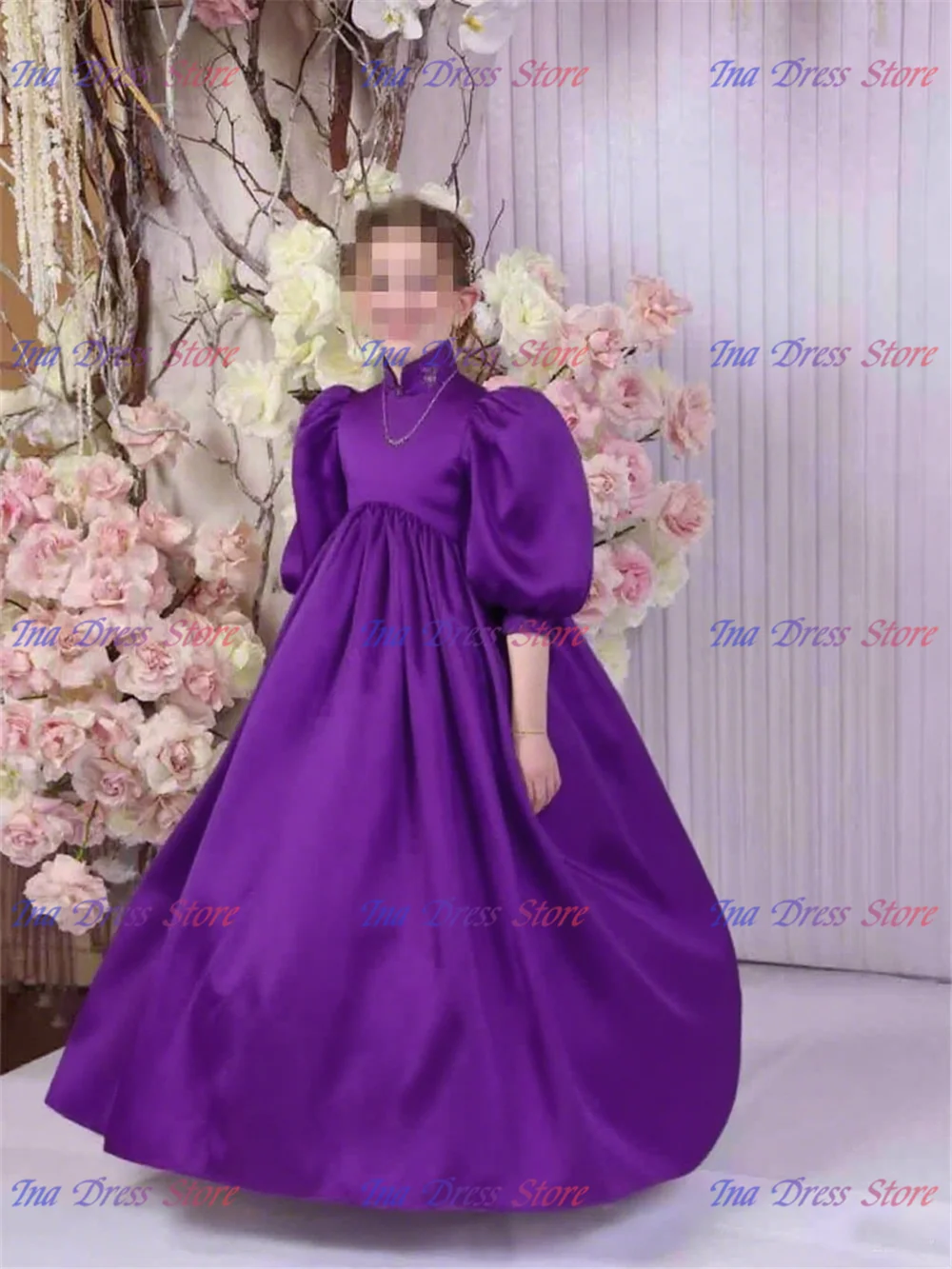 First Communion Gowns Flower Girls Dress Pink Bow White Formal Gowns Tulle Lace Kids Birthday Party Wedding Dresses