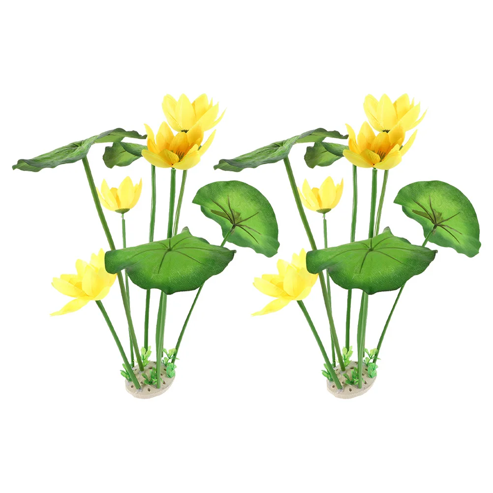 

2Pcs Artificial Fish Tank Plants Plastic Green Stems Leaves Realistic Aquarium Decorations Aquatic Landscape