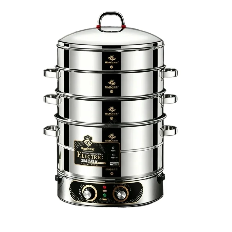Composite Bottom 48CM Large Electric Food Steamers Thickened Healthy Cooker with Anti-Dry Burn for Home Commercial Kitchen 220V