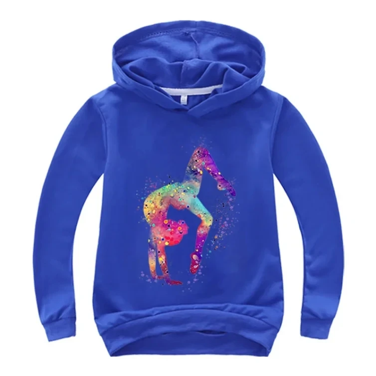 Watercolor Gymnastics Cute Cartoon Hoodies Kids Boys Sweatshirts Pullover Outerwear Hoodie Girls GYM Streetwear Hoody Boys Cloth