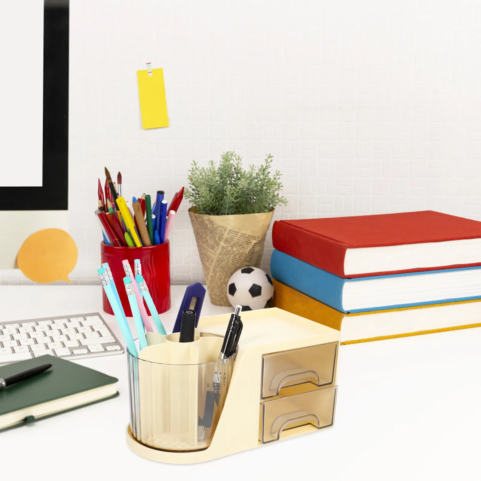 Rotating Pen Holder Desktop Organizer Multi-Grid Makeup Brushes Storage Box Desk Compartment Organizer Office School Table