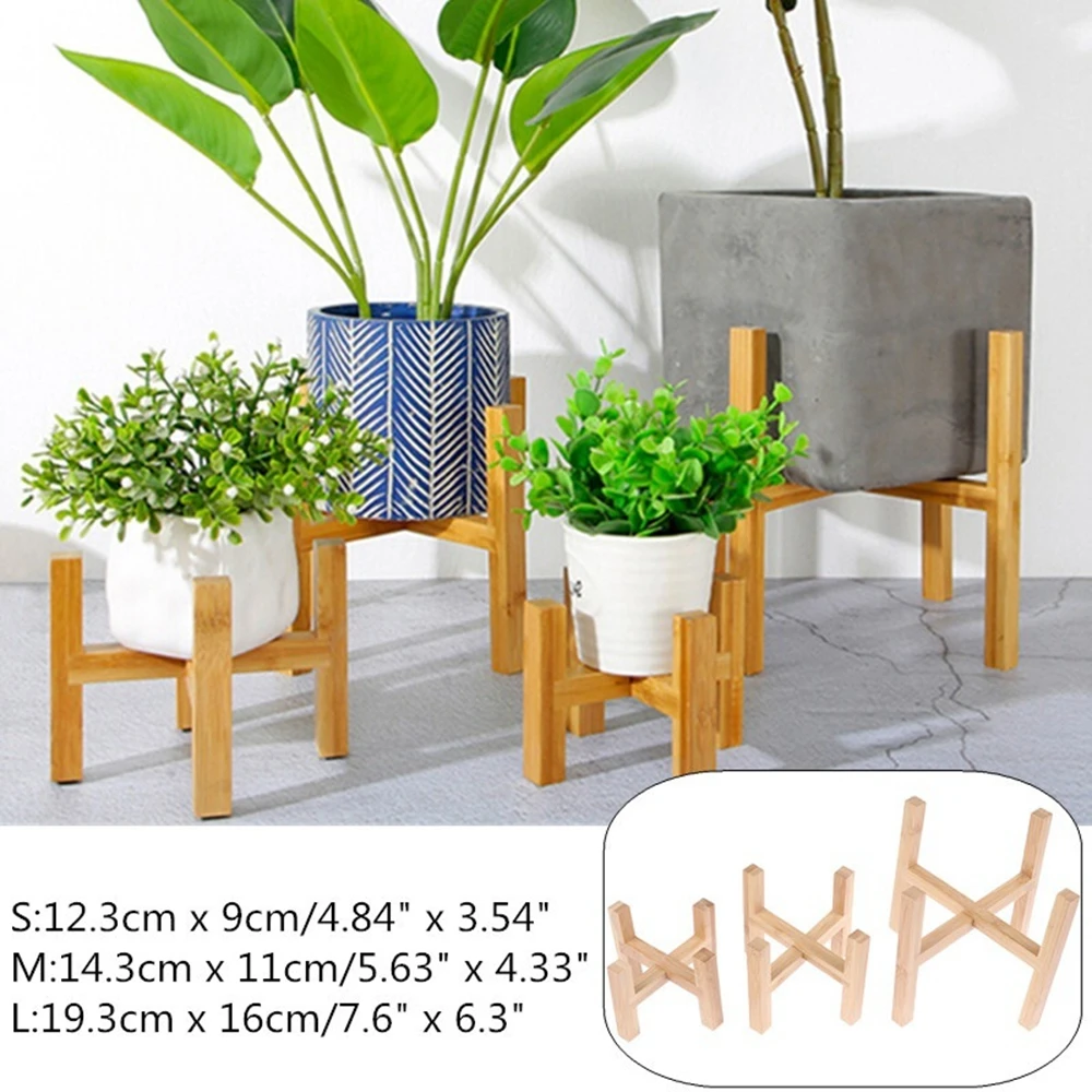 

Durable Free Standing Planter Garden Display Plant Stand Shelf Bonsai Holder Flower Pot Trays Wood Rack