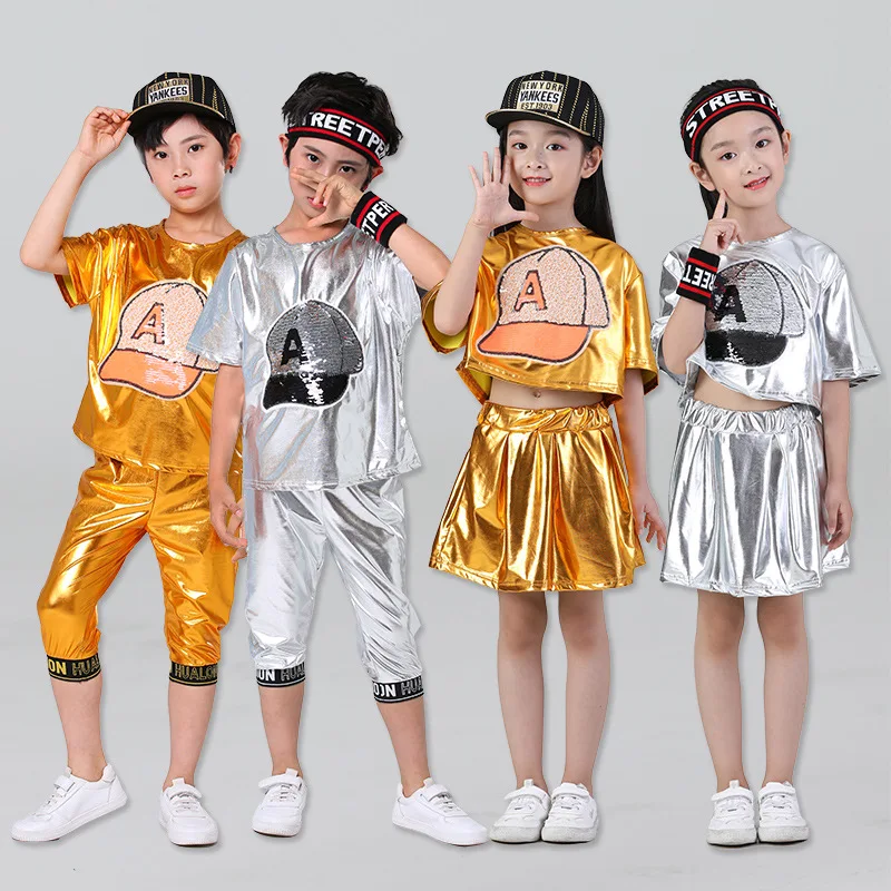 Children\'s Jazz Dance Costume Hip-hop Street Dance Suit Children\'s Day Stage Performance Set Boys and Girls\' Jazz Clothing