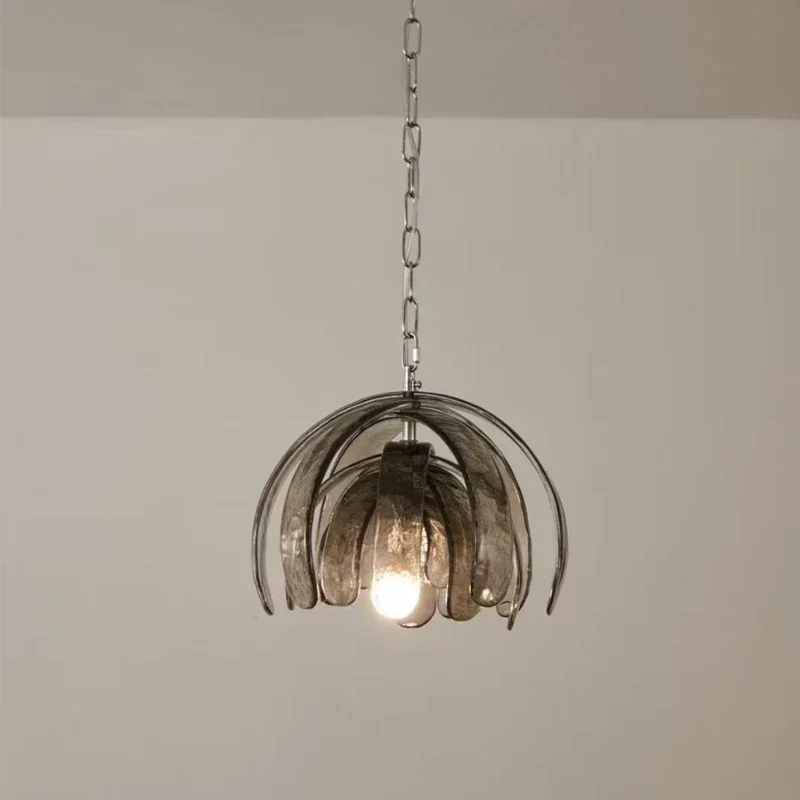 For Modern Minimalist Smoke Grey Orange White Flower Glass Led Pendant Light For Foyer Bedroom Headboard Indoor Home