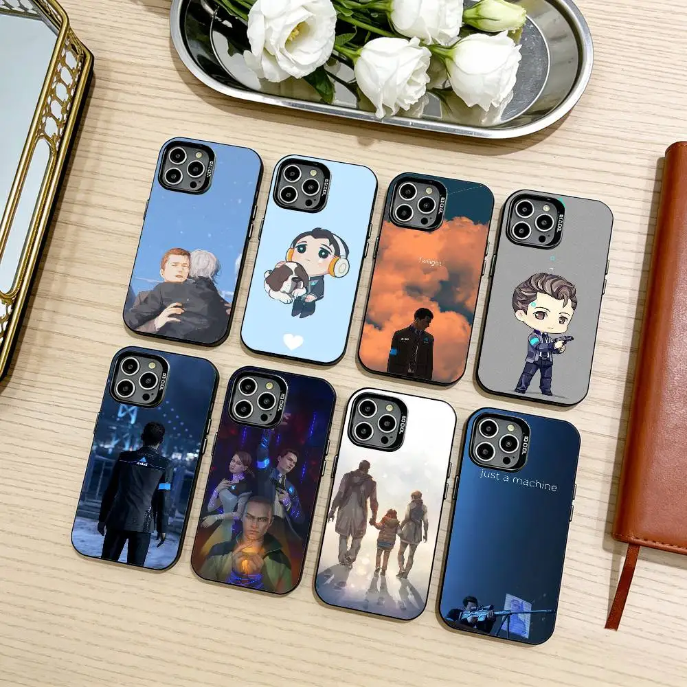 

Game D-Detroit Become-Human Phone Case For iPhone17,16,15,14,13,12,11 Plus,Pro Max Black Candy silver phone case