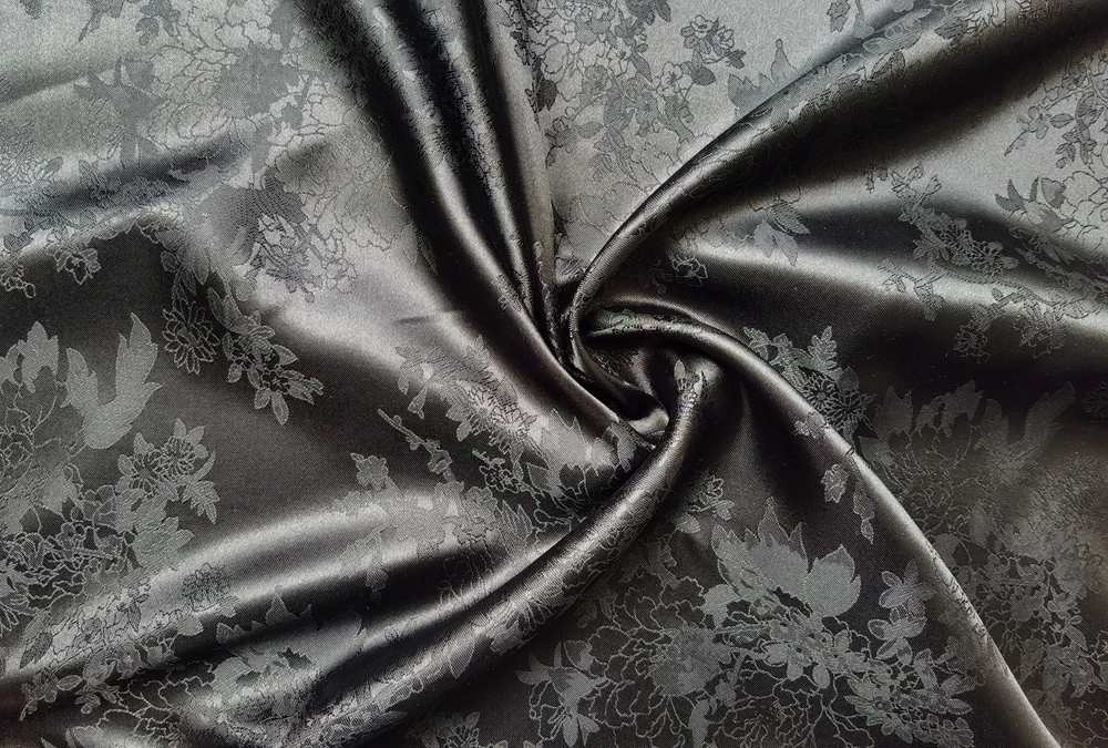1 Meter x 1,48 Meter eleganter, naturweißer Jacquard-Satin-Stoff aus weichem Polyester für Schal, Kimono, Futter – Detail 20