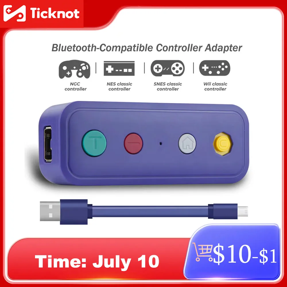 

Wireless Bluetooth-compatible Controller Adapter For PC/Nintendo Switch Conveter For GameCube/Classic SNES/NES/WII Joystick