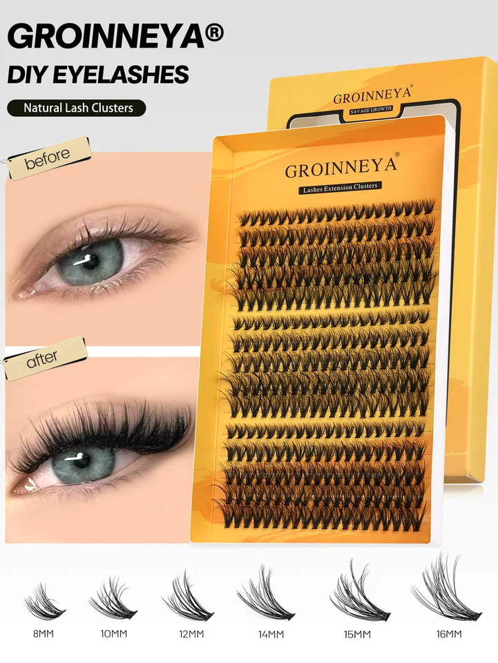 GROINNEYA Kit de Racimos de Pestañas Esponjosos, Voluminosos 60-100D, Individuales, DIY, Extensión de Pestañas 3