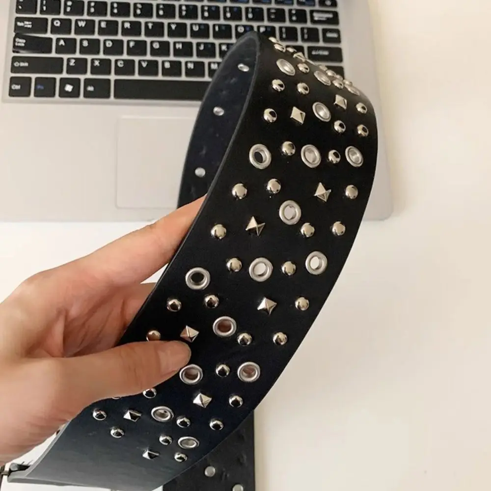 Retro Rivet Cowgirl Belt Harajuku Y2K Wide Waistband Aesthetic Korean Style PU Leather Belt Dress