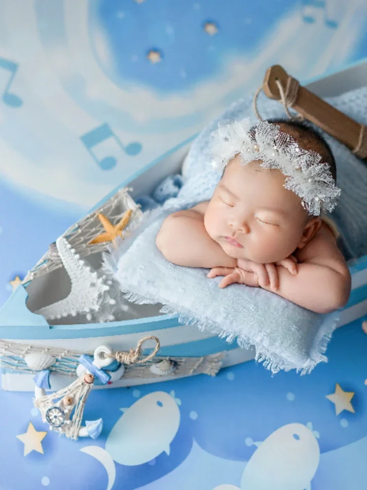 Newborn Photography Props Fragrance Voyage Wooden Boat Backdrop Theme Set Fotografia Accessories Studio Shooting Photo Props
