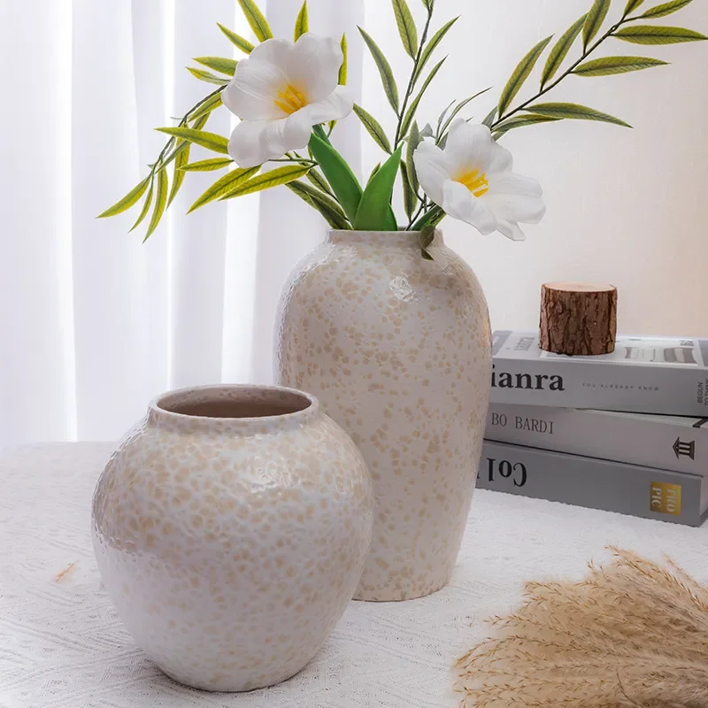 for Jingdezhen White Ceramic Vase Wabi Sabi Hydroponic Flower Arranger Simple Dried Flower Vase Living Room Decoration