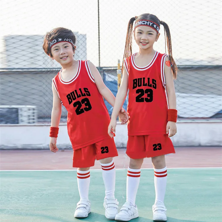 Summer Children’s Basketball Uniform Suit Boys And Girls Jersey Chinese Team Student Sport Wear Set