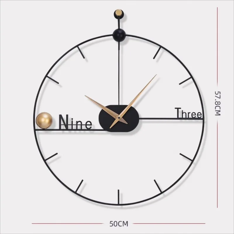 Modern Living Room Wall Clocks Creative Metal Frame Roundness Luxury Home Decor Spanish Style Minimalist Wall Clocks Simple